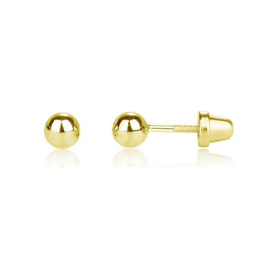 CHERISHED MOMENTS, LLC 14K Gold-Plated Ball Stud Earrings for Baby and Kids