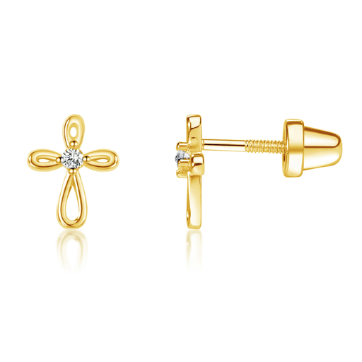 CHERISHED MOMENTS, LLC 14K Gold-Plated Infinity Cross Earrings for Baptism or Communion