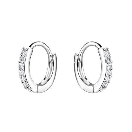 CHERISHED MOMENTS, LLC Sterling Silver Huggie Hoop Earrings with CZs for Kids 10mm