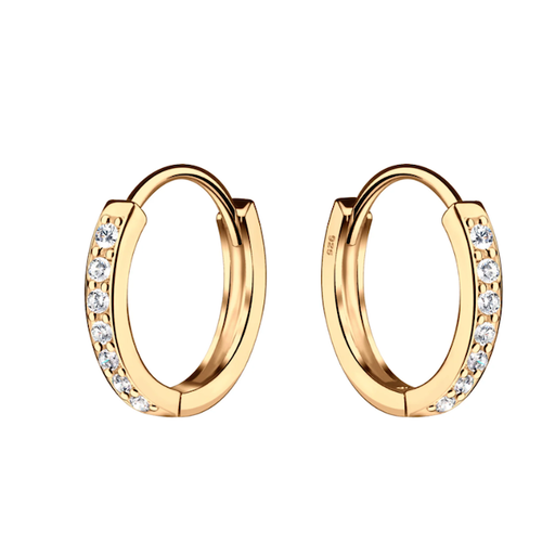 CHERISHED MOMENTS, LLC 14K Gold-Plated Huggie Hoop Earrings with CZs for Kids 10mm