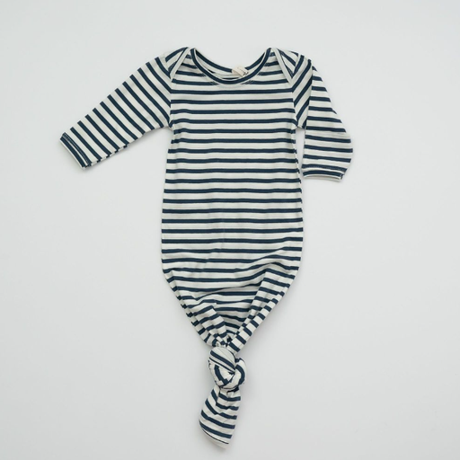 JACK DAVIS Navy Stripe Knotted Sleep Gown / 0-3M