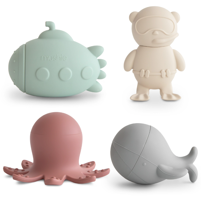Mushie Sealife Mold Free Bath Play Set - 4 Pack
