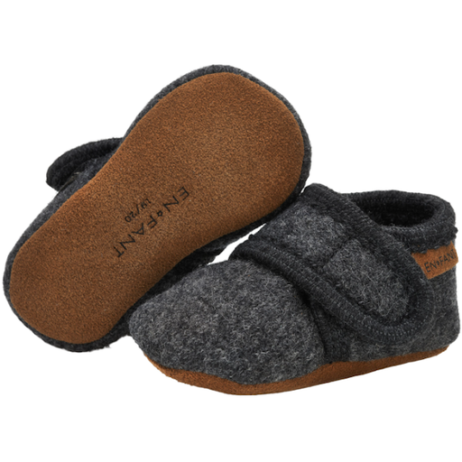 EN FANT Baby Wool Slippers in Dark Grey Melange