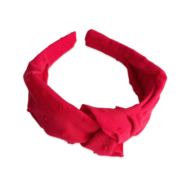 Eva's House Swiss Dot Cotton Knotted Headband - Red