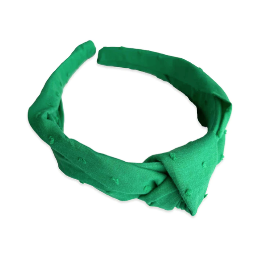 Eva's House Swiss Dot Cotton Knotted Headband - Moss Green