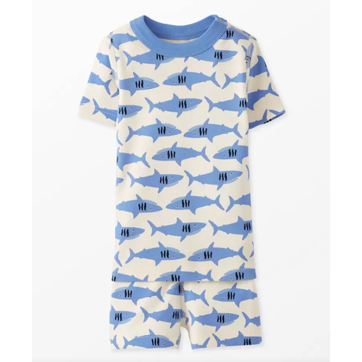 HANNA ANDERSSON Bubbles The Shark Print Short Sleeve John Pajama Set