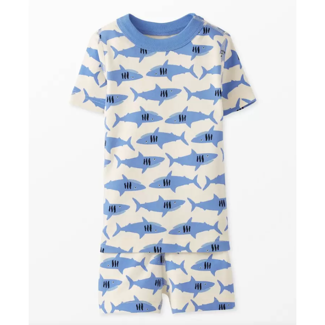 HANNA ANDERSSON Bubbles The Shark Print Short Sleeve John Pajama Set