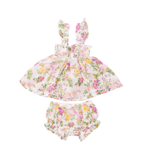 ANGEL DEAR Cute Hummingbirds Ruffle Strap Smocked Top and Diaper Cover