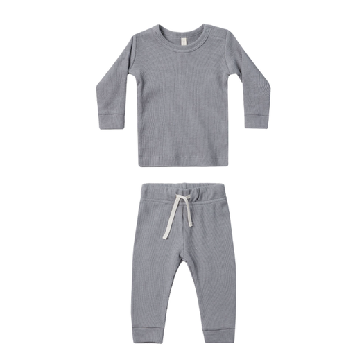 QUINCY MAE Waffle Top + Pant Set in Lagoon