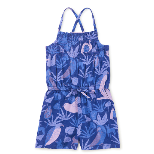 Tea Smocked Sleeveless Romper in Frida's Animales