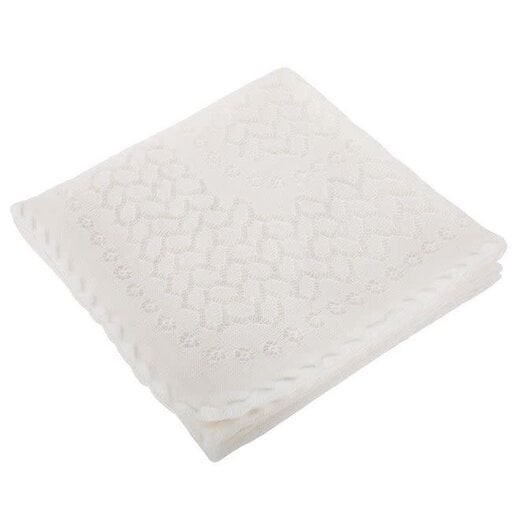 G.H. HURT & SON Leaves and Flowers Baby Blanket - Ivory White