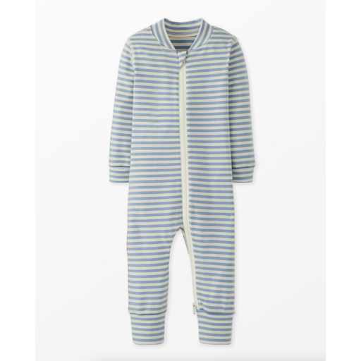 HANNA ANDERSSON Baby Striped 2-Way Zip Sleeper in Ecru/North Air