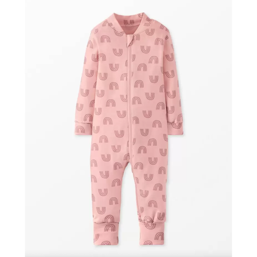 HANNA ANDERSSON Baby Print 2-Way Zip Sleeper in Blush Pink Rainbow