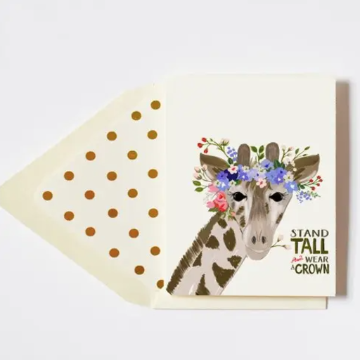 THE FIRST SNOW Giraffe Stand Tall & Wear A Crown Greeting Card