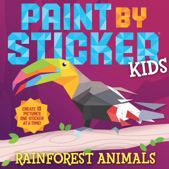 Hachette Mudpuppy Paint by Sticker Kids Rainforest Animals
