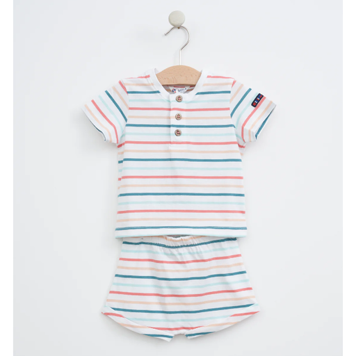 BATELA Striped baby Tshirt and Short Set in Cotton