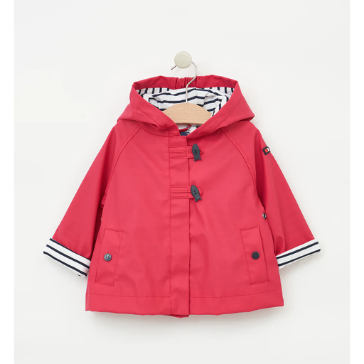 BATELA Baby’s rain jacket with fish buttons and stripe cotton lining