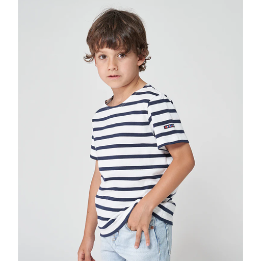 BATELA Short Sleeve Striped Cotton T-Shirt