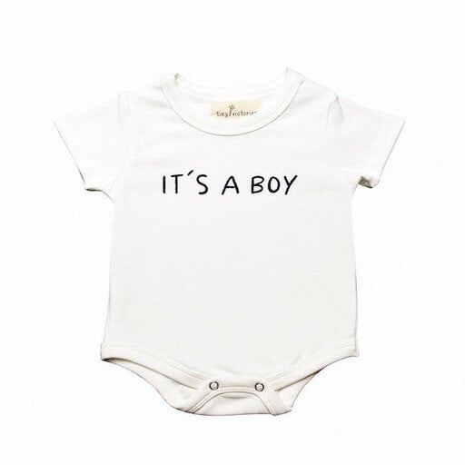 TINY WHALES New Baby - It's a Boy Short Sleeve Onesie