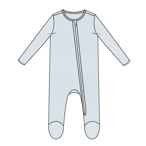 Angel Dear Light Blue Stripe - 2 Way Zipper Footie