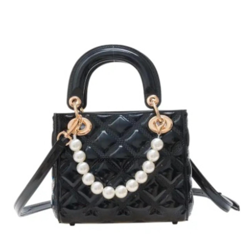 Carrying Kind Pearl Black Quilted Jelly Kids Handbag