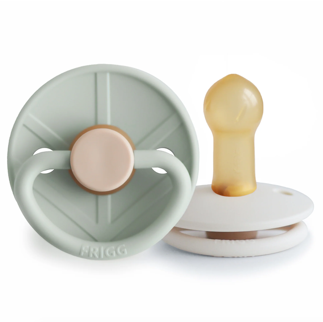 Mushie FRIGG Little Viking Natural Rubber Pacifier 2-Pack in Sage/Cream