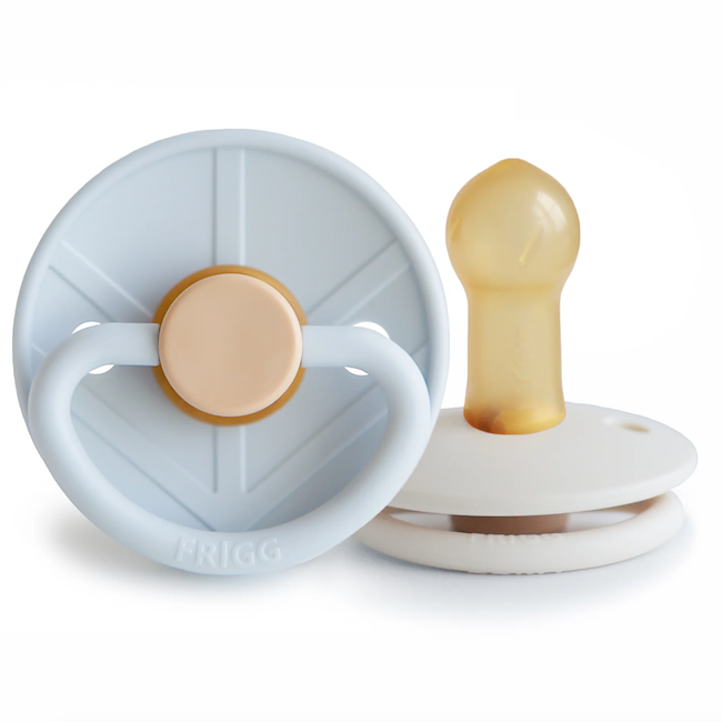 Mushie FRIGG Little Viking Natural Rubber Pacifier 2-Pack in Powder Blue/Cream