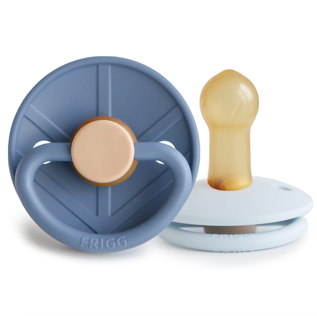 Mushie FRIGG Little Viking Natural Rubber Pacifier 2-Pack in Ocean View/Powder Blue