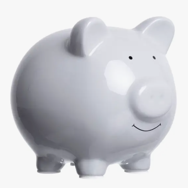 Pearhead Ceramic Piggy Bank in  Grey