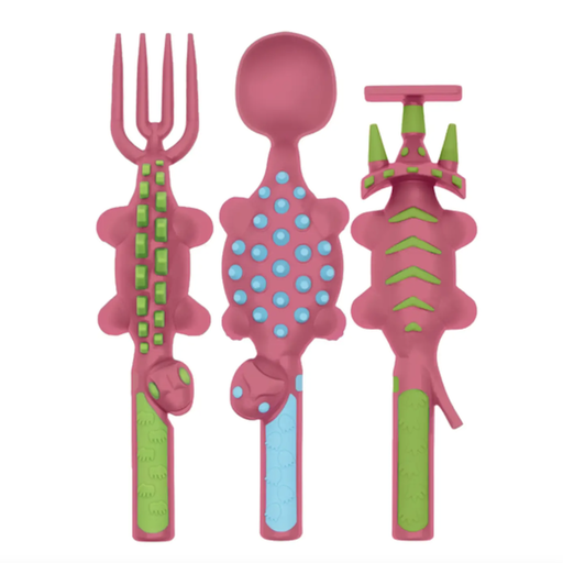 Constructive Eating Set of 3 Pink Dino Utensils