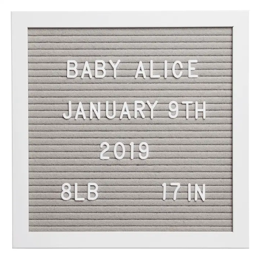 Pearhead Letter Board Set, Felt 10X10 - Gray