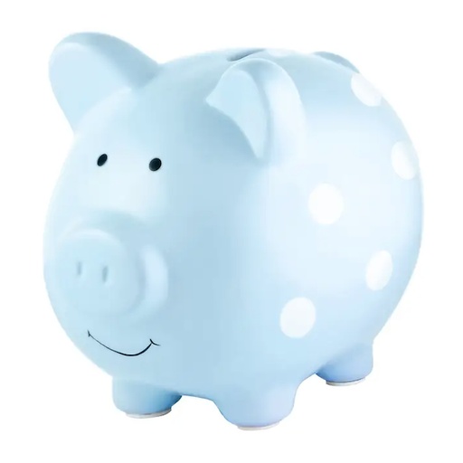 Pearhead Polka Dot Piggy Bank in Blue