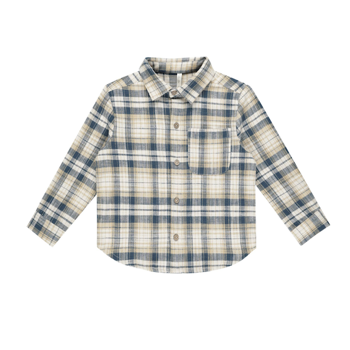 RYLEE & CRU Collared Long Sleeve Shirt in Indigo Plaid