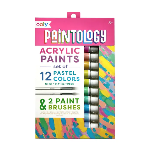 Only Paintology Acrylic Paints + 2 Brushes - Pastel Colors