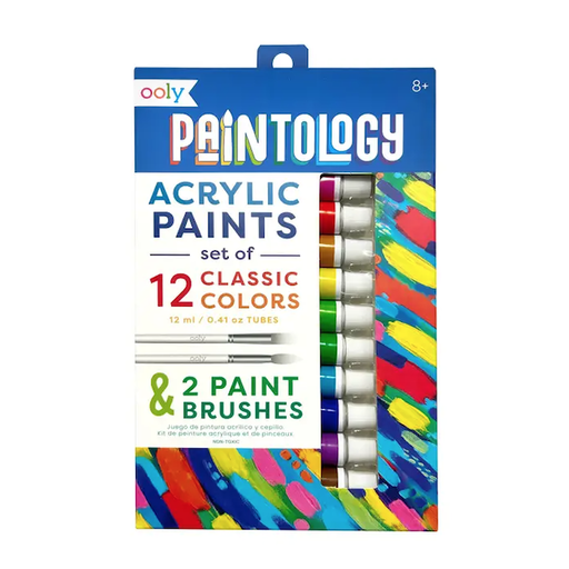 Only Paintology Acrylic Paints + 2 Brushes - Classic Colors