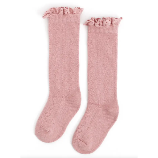 Little Stocking Co. Blush Fancy Lace Top Knee High Socks
