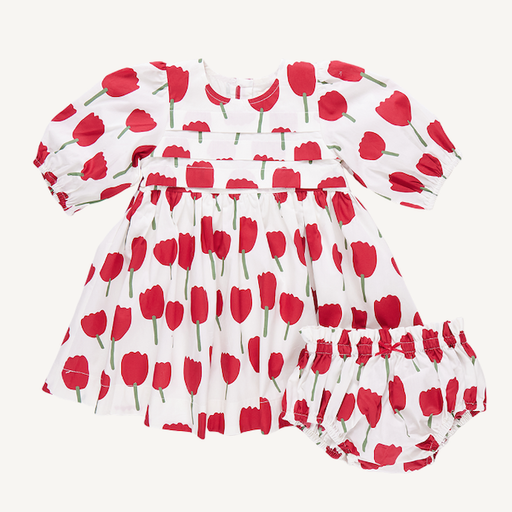 Pink Chicken Evelyn Dress - Red Tulips
