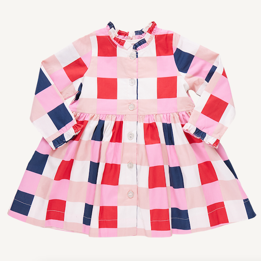 Pink Chicken Autumn Dress - Navy Red Check