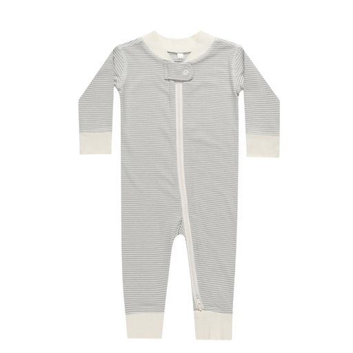 QUINCY MAE Zip Long Sleeve Sleeper in Micro Stripe