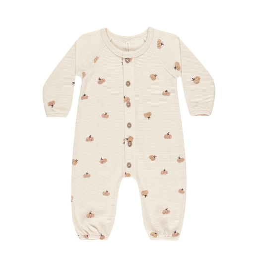 QUINCY MAE Waffle Long Sleeve Jumpsuit in Pumpkins