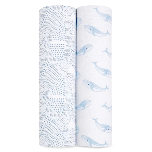 ADEN + ANAIS Organic Muslin Swaddles in Oceanic - 2 Pack