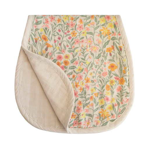 Mushie Organic Cotton Muslin Burp Cloth 2-Pack in Pastel Blooms/Fog