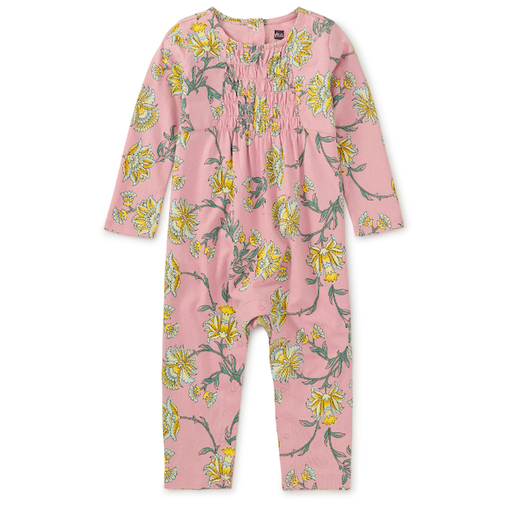 Tea Smocked Baby Romper in Salma Floral