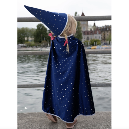 Great Pretenders Blue Sparkle Wizard Cape & Hat Size 4-6Y
