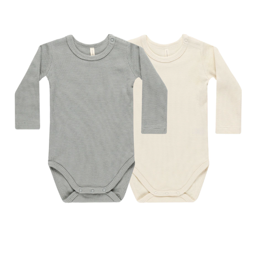 QUINCY MAE Waffle Bodysuit, 2 Pack