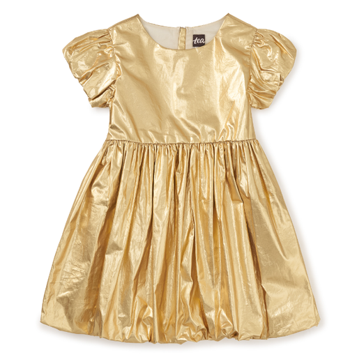 Tea Metallic Balloon Skirted Dress