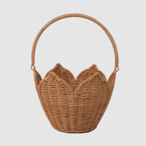 Olli Ella Rattan Poinsettia Carry Basket - Natural