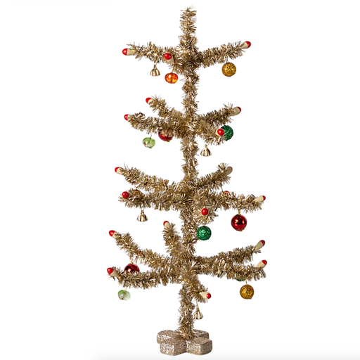 Maileg Christmas tree, Gold - Red and green decoration