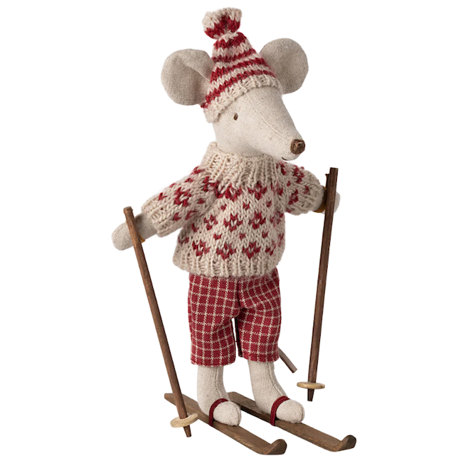 Maileg Winter Mouse with Ski Set