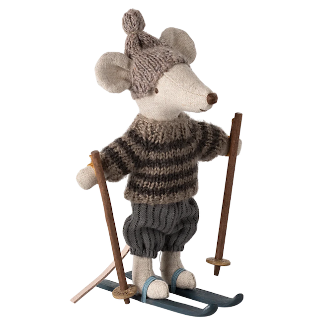 Maileg Winter Mouse with Ski Set